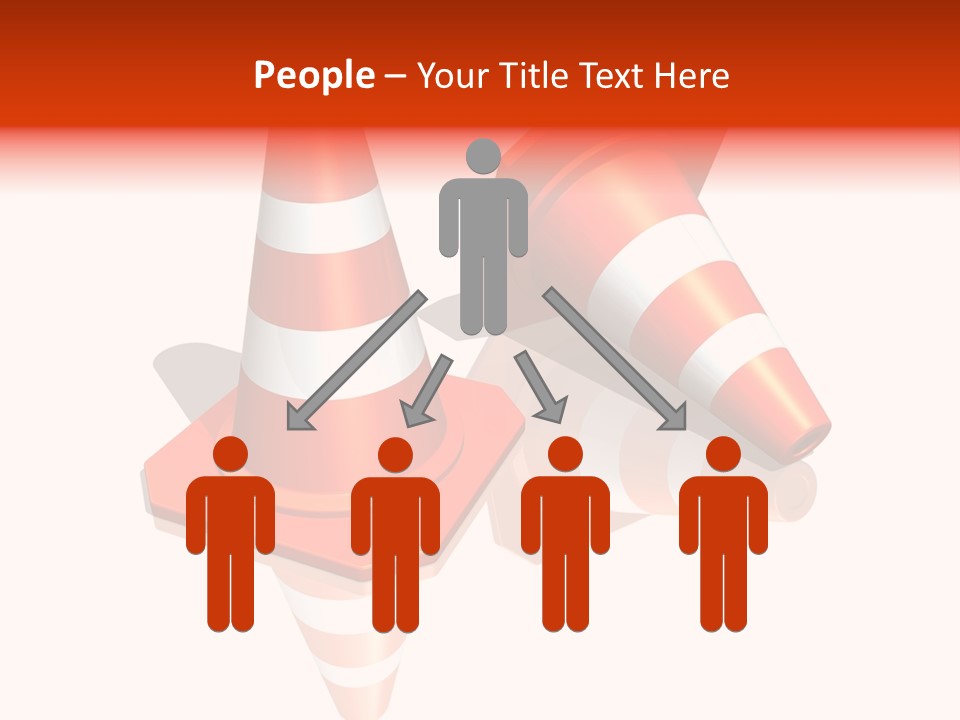 Traffic Cones Over White Reflective Background PowerPoint Template