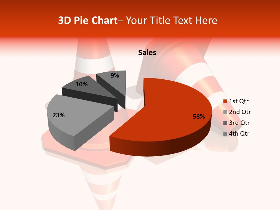 Traffic Cones Over White Reflective Background PowerPoint Template