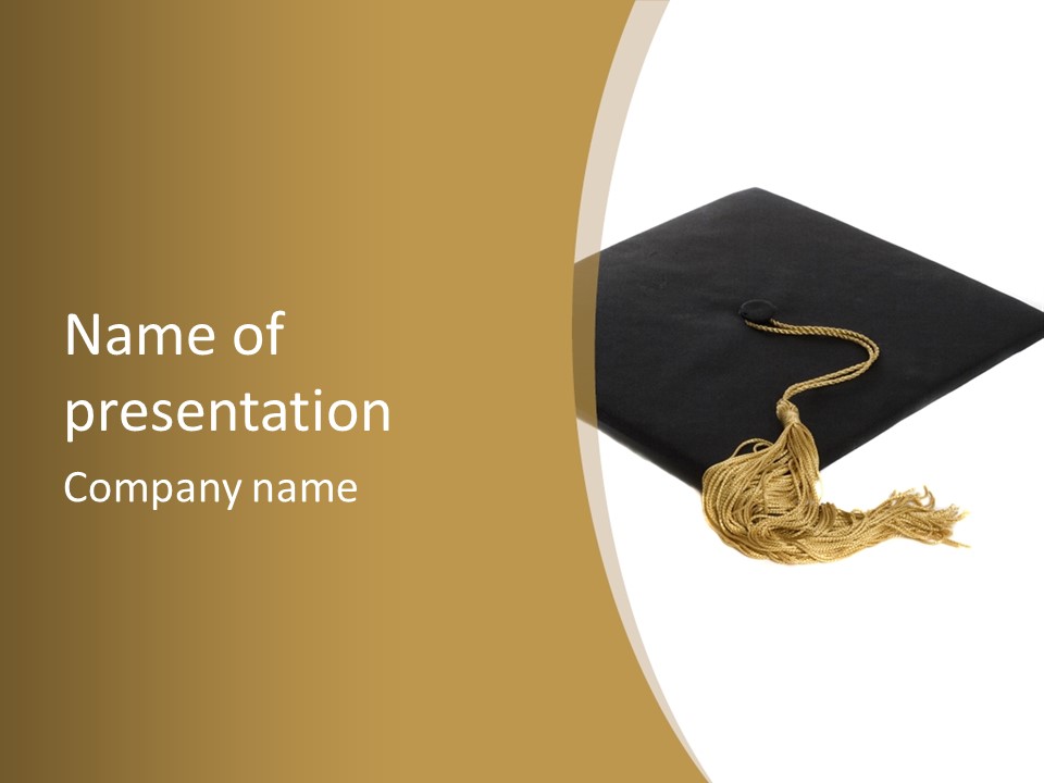 Graduation Cap And Gold Tassel PowerPoint Template