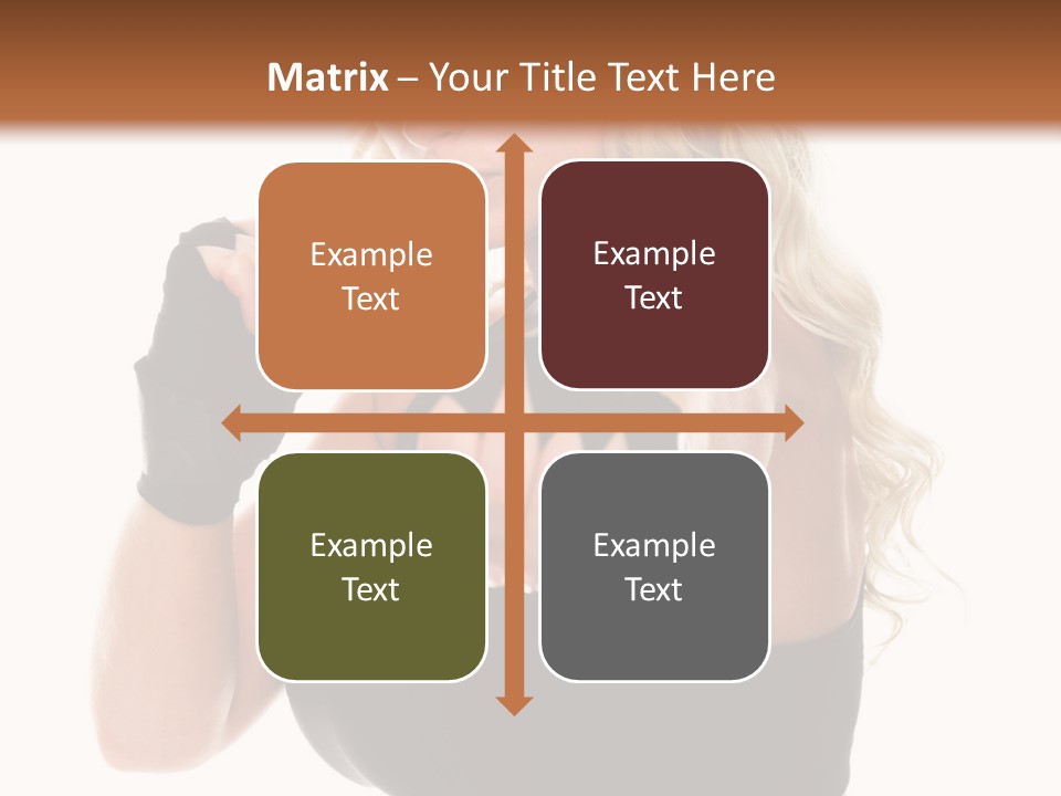 Healthy Young Woman In Red Boxing Gloves Shoots A Straight Right Cross During A Cardio Boxing Workout. PowerPoint Template