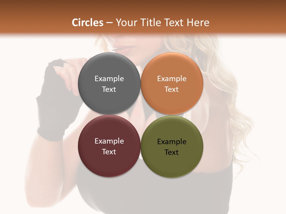 Healthy Young Woman In Red Boxing Gloves Shoots A Straight Right Cross During A Cardio Boxing Workout. PowerPoint Template