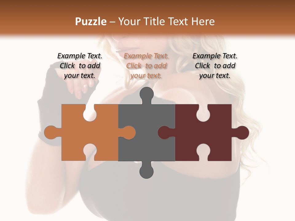 Healthy Young Woman In Red Boxing Gloves Shoots A Straight Right Cross During A Cardio Boxing Workout. PowerPoint Template