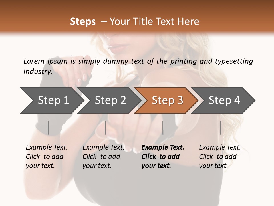 Healthy Young Woman In Red Boxing Gloves Shoots A Straight Right Cross During A Cardio Boxing Workout. PowerPoint Template
