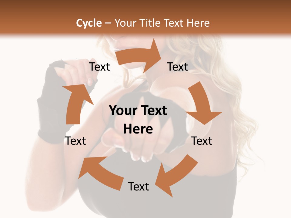 Healthy Young Woman In Red Boxing Gloves Shoots A Straight Right Cross During A Cardio Boxing Workout. PowerPoint Template