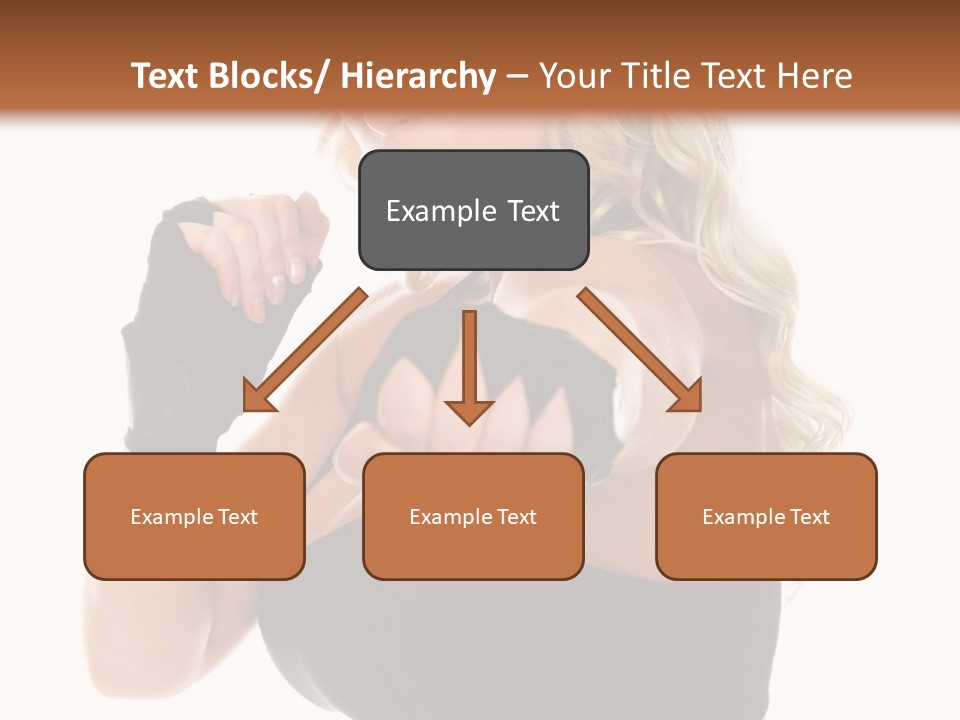 Healthy Young Woman In Red Boxing Gloves Shoots A Straight Right Cross During A Cardio Boxing Workout. PowerPoint Template