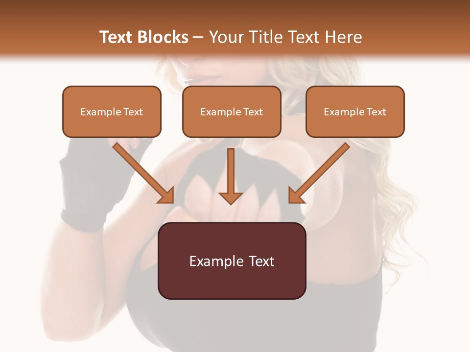 Healthy Young Woman In Red Boxing Gloves Shoots A Straight Right Cross During A Cardio Boxing Workout. PowerPoint Template