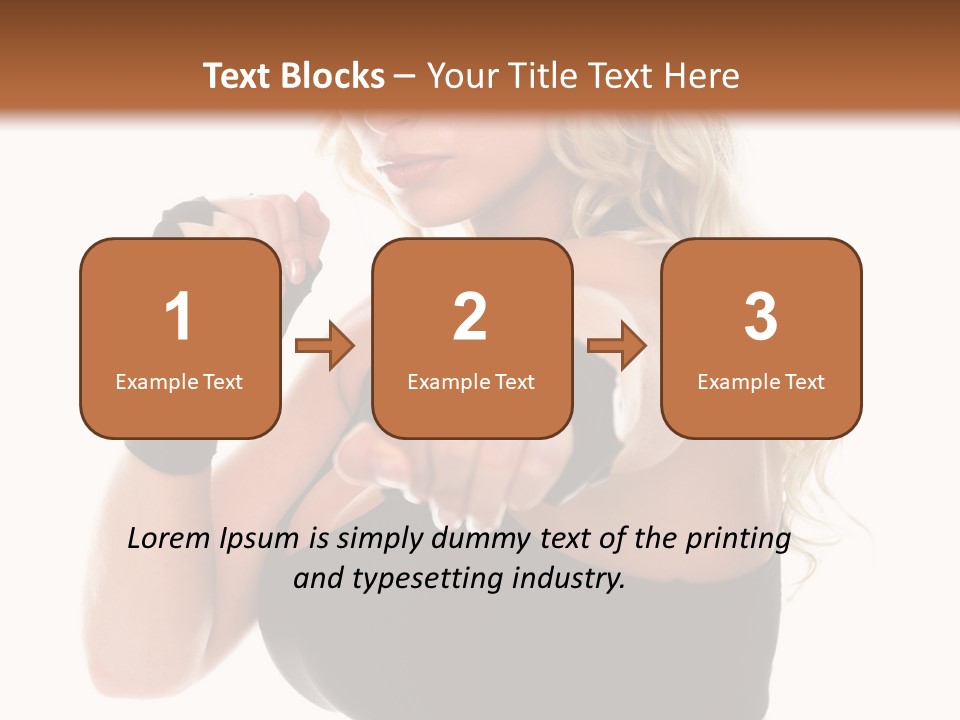 Healthy Young Woman In Red Boxing Gloves Shoots A Straight Right Cross During A Cardio Boxing Workout. PowerPoint Template