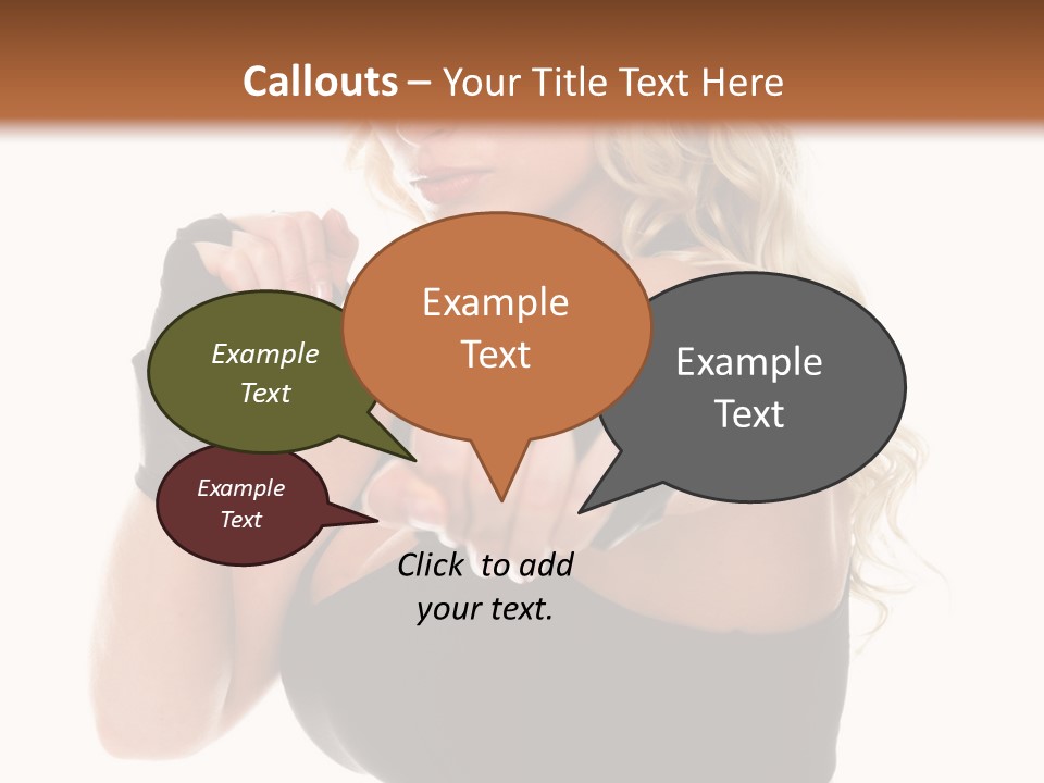 Healthy Young Woman In Red Boxing Gloves Shoots A Straight Right Cross During A Cardio Boxing Workout. PowerPoint Template