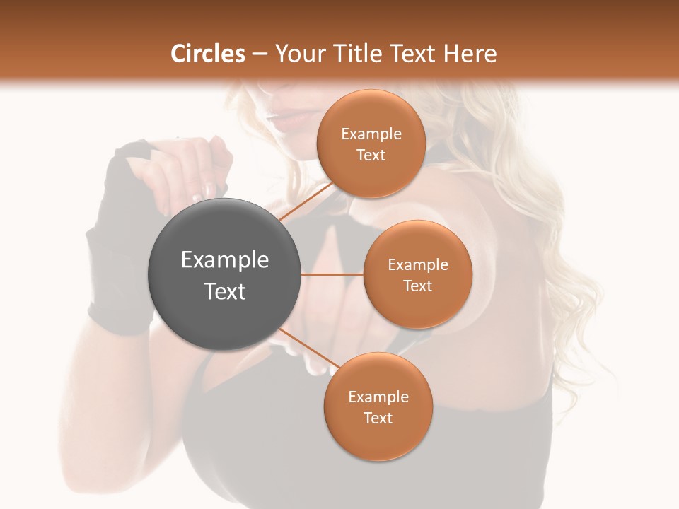 Healthy Young Woman In Red Boxing Gloves Shoots A Straight Right Cross During A Cardio Boxing Workout. PowerPoint Template