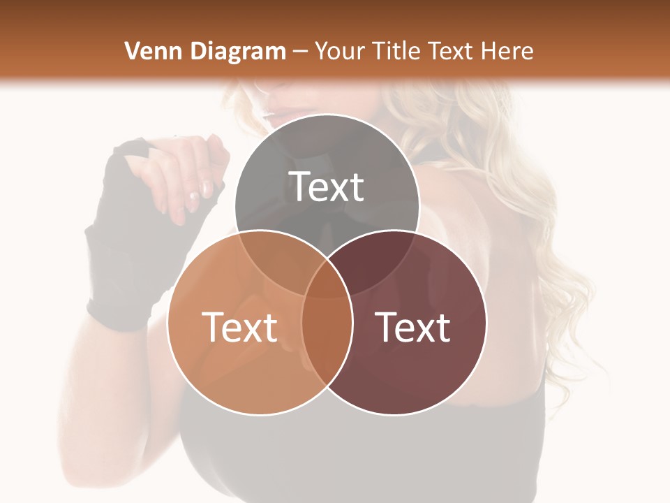 Healthy Young Woman In Red Boxing Gloves Shoots A Straight Right Cross During A Cardio Boxing Workout. PowerPoint Template