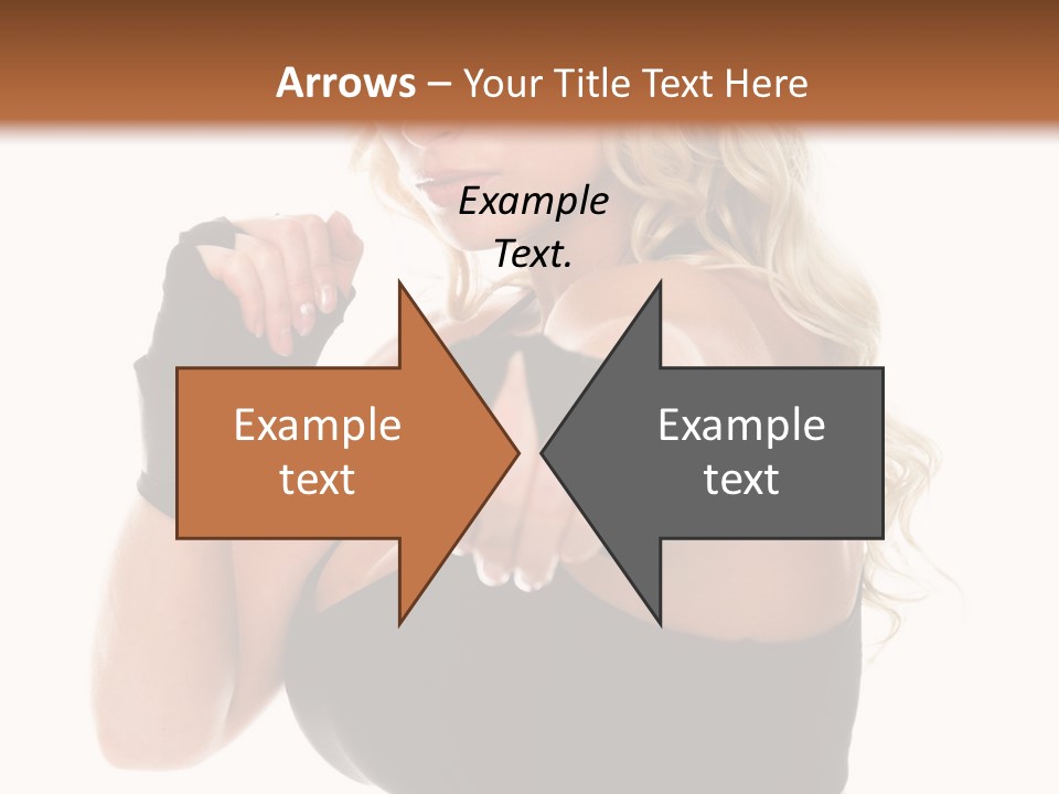 Healthy Young Woman In Red Boxing Gloves Shoots A Straight Right Cross During A Cardio Boxing Workout. PowerPoint Template