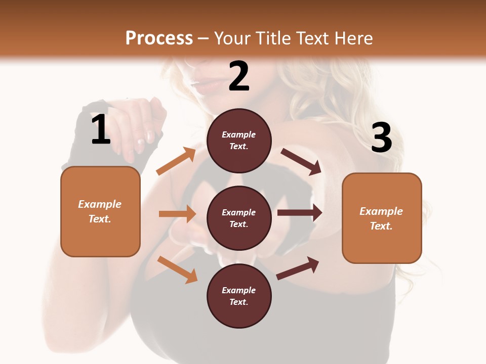 Healthy Young Woman In Red Boxing Gloves Shoots A Straight Right Cross During A Cardio Boxing Workout. PowerPoint Template