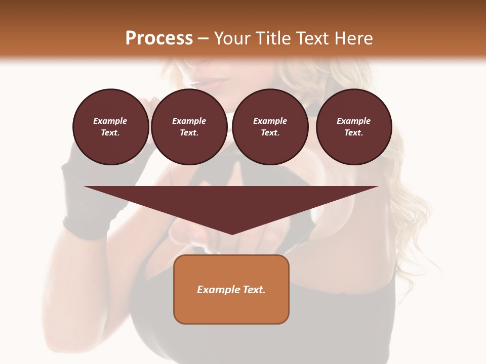 Healthy Young Woman In Red Boxing Gloves Shoots A Straight Right Cross During A Cardio Boxing Workout. PowerPoint Template