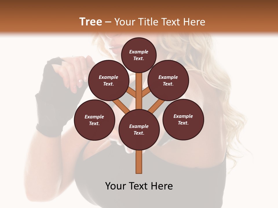 Healthy Young Woman In Red Boxing Gloves Shoots A Straight Right Cross During A Cardio Boxing Workout. PowerPoint Template