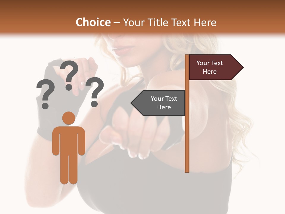 Healthy Young Woman In Red Boxing Gloves Shoots A Straight Right Cross During A Cardio Boxing Workout. PowerPoint Template