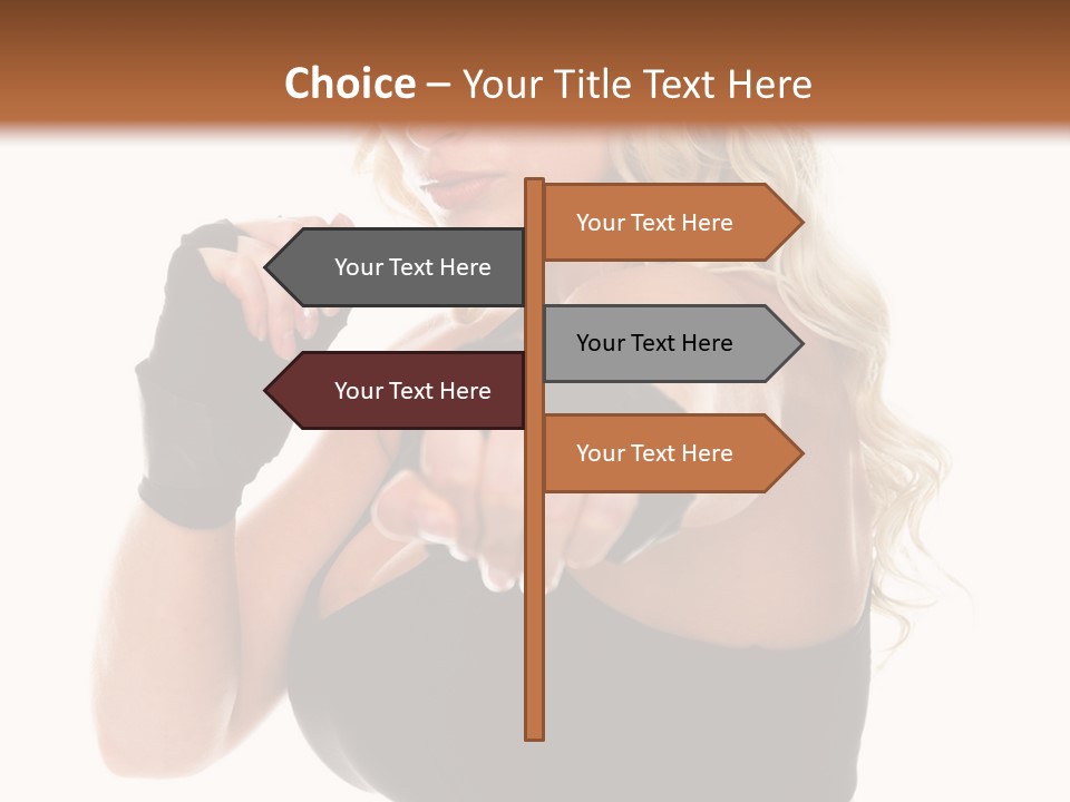 Healthy Young Woman In Red Boxing Gloves Shoots A Straight Right Cross During A Cardio Boxing Workout. PowerPoint Template