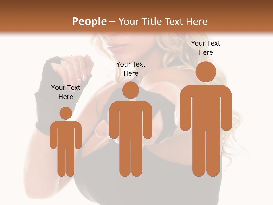 Healthy Young Woman In Red Boxing Gloves Shoots A Straight Right Cross During A Cardio Boxing Workout. PowerPoint Template