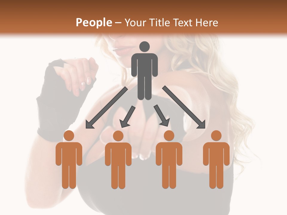 Healthy Young Woman In Red Boxing Gloves Shoots A Straight Right Cross During A Cardio Boxing Workout. PowerPoint Template