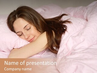 The Girl Sleeps On Pink Bed-Clothes PowerPoint Template