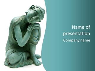 Buddha Relaxing Isolated On White - Plaster Cast Statuette PowerPoint Template