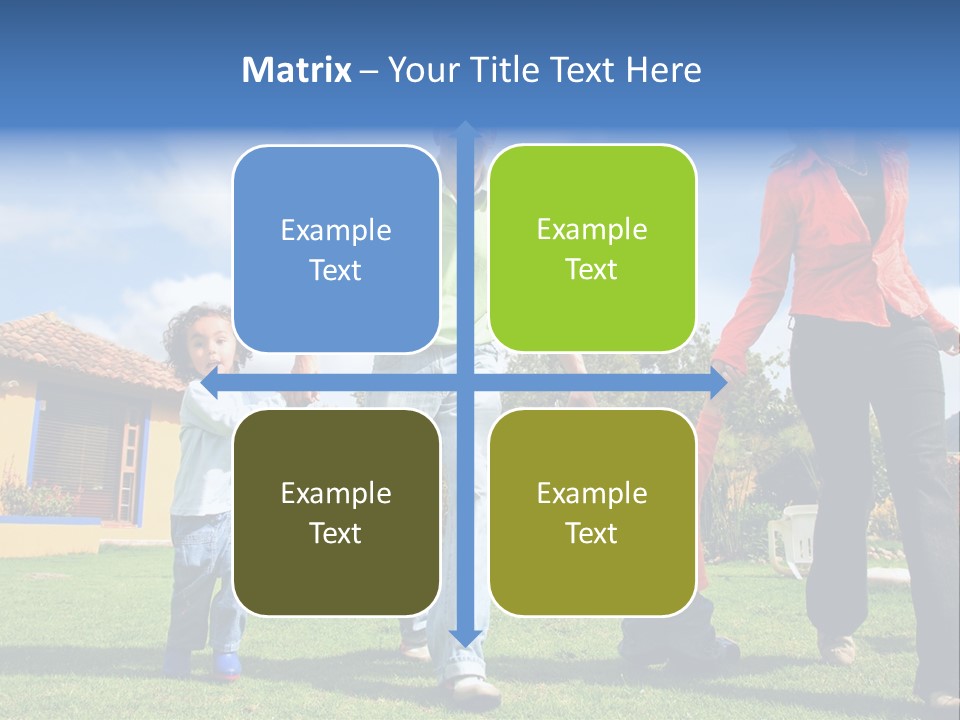 A Family Holding Hands In Front Of A House PowerPoint Template