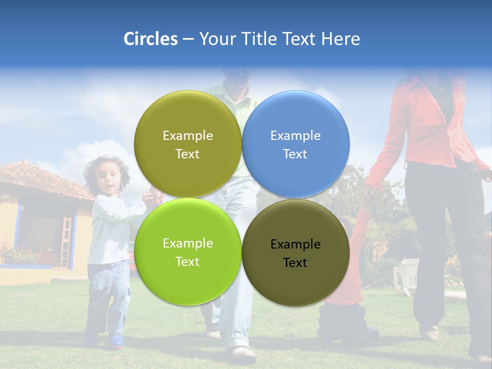 A Family Holding Hands In Front Of A House PowerPoint Template