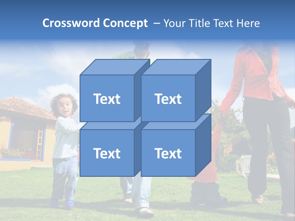 A Family Holding Hands In Front Of A House PowerPoint Template