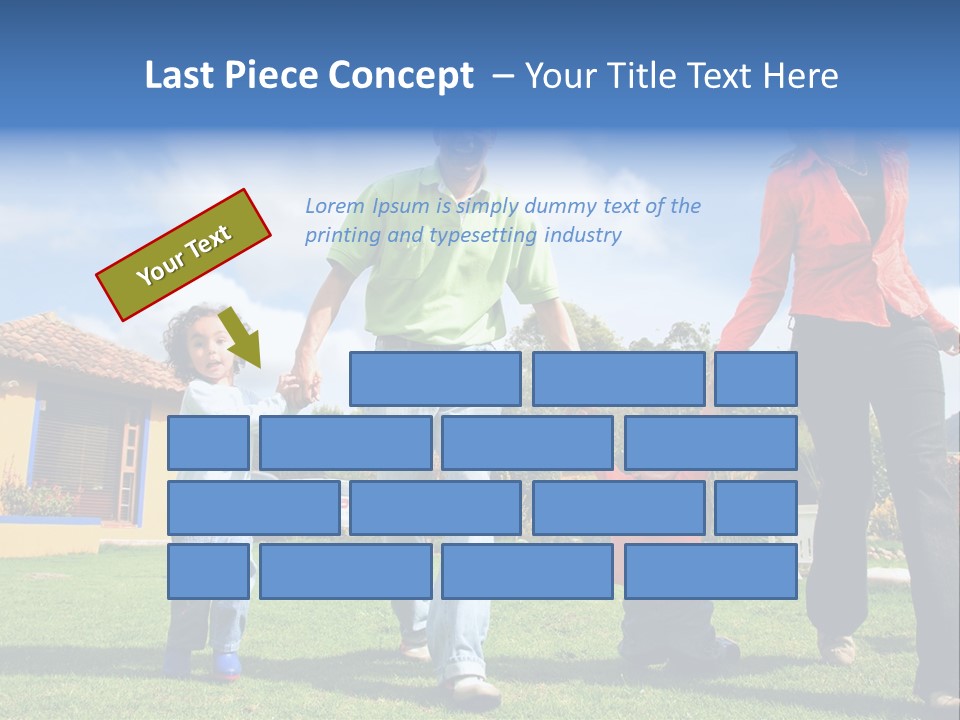 A Family Holding Hands In Front Of A House PowerPoint Template