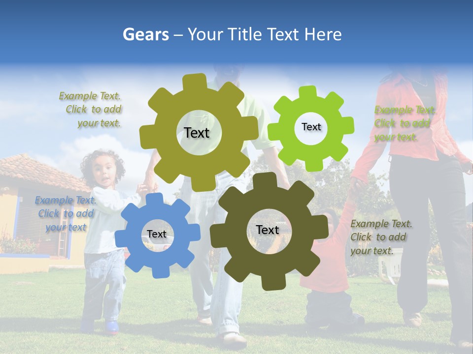 A Family Holding Hands In Front Of A House PowerPoint Template