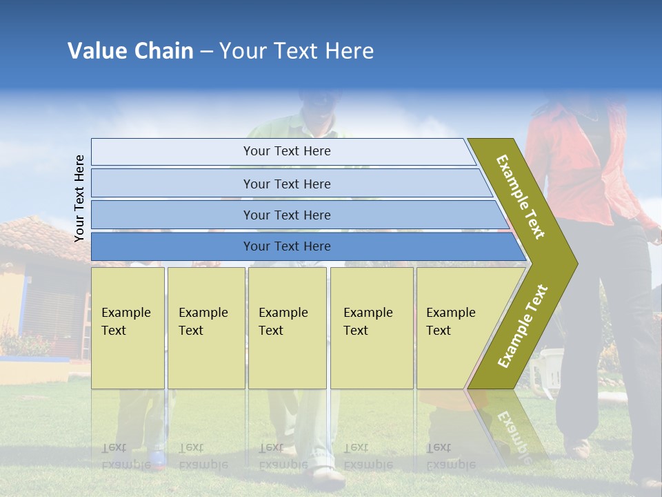 A Family Holding Hands In Front Of A House PowerPoint Template