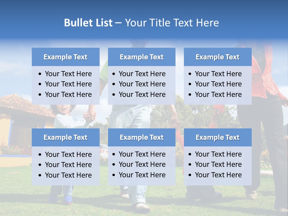 A Family Holding Hands In Front Of A House PowerPoint Template