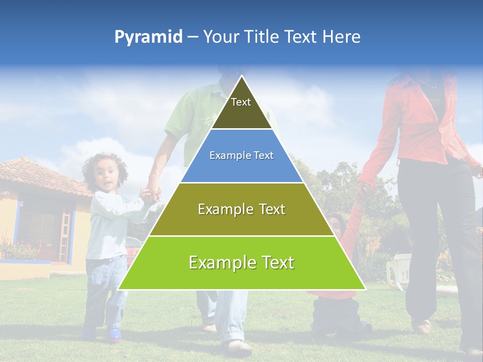 A Family Holding Hands In Front Of A House PowerPoint Template