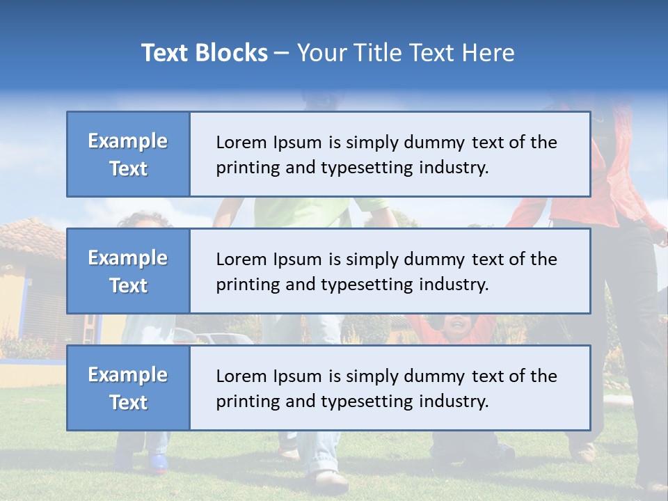 A Family Holding Hands In Front Of A House PowerPoint Template