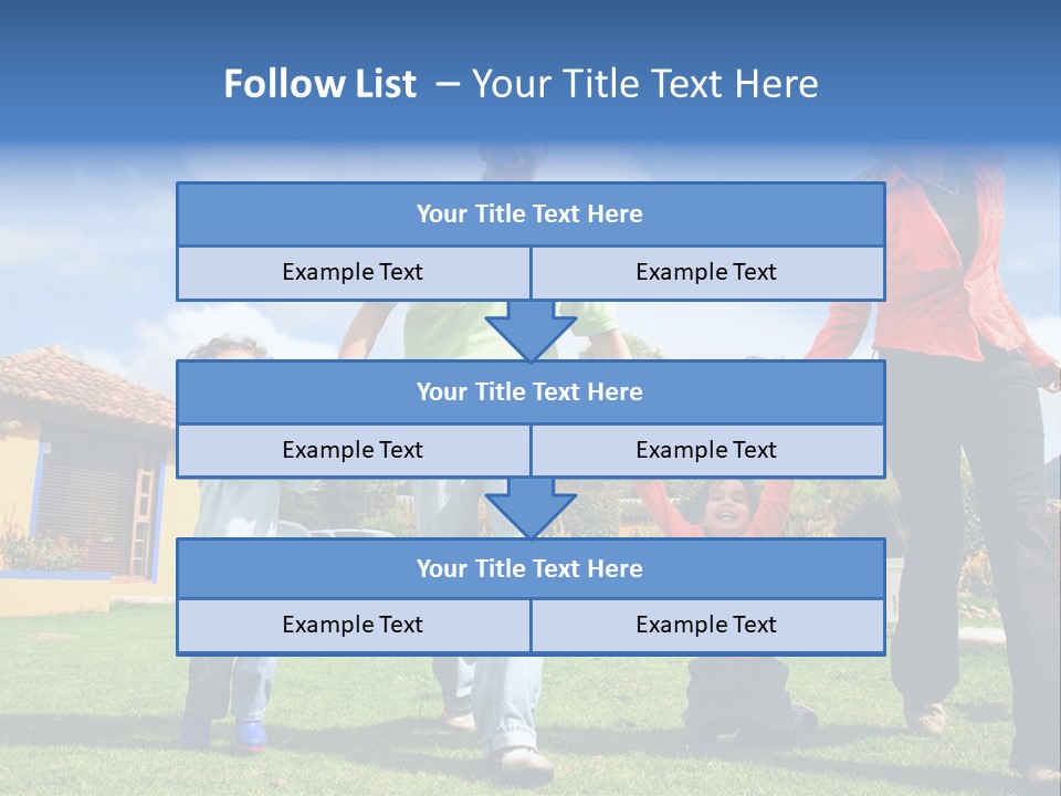 A Family Holding Hands In Front Of A House PowerPoint Template