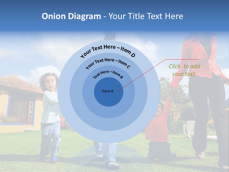 A Family Holding Hands In Front Of A House PowerPoint Template