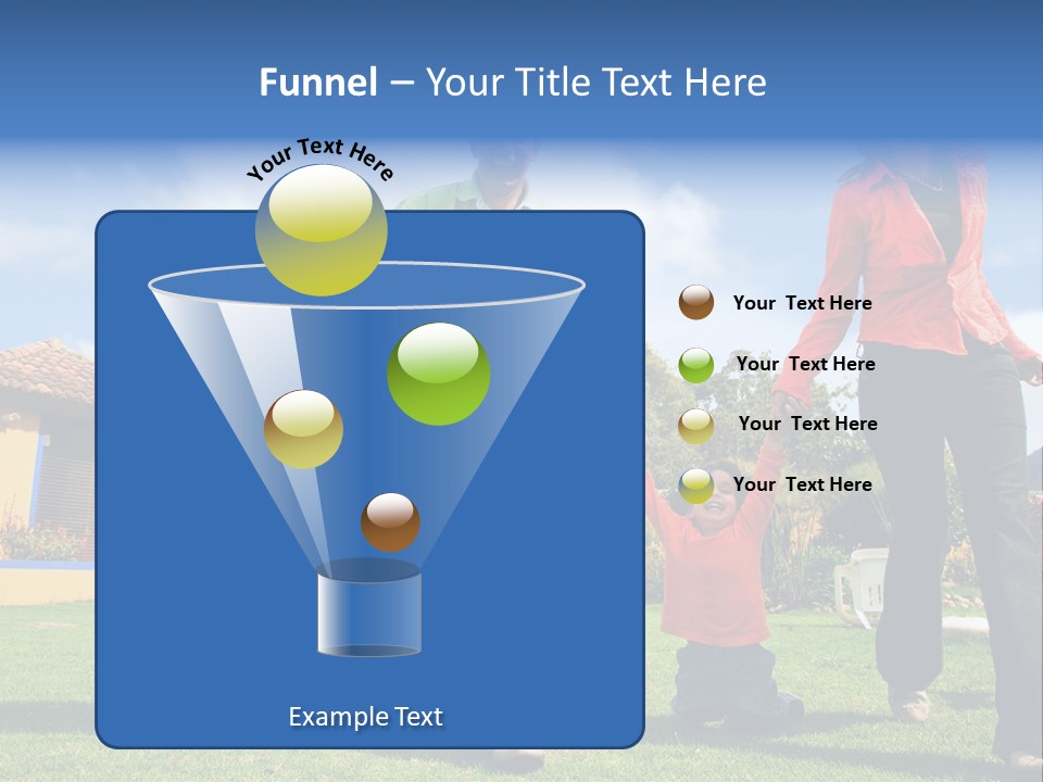 A Family Holding Hands In Front Of A House PowerPoint Template