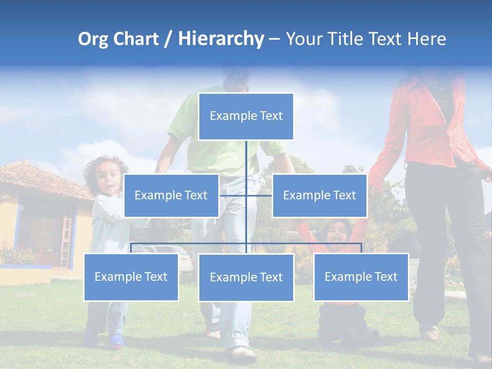 A Family Holding Hands In Front Of A House PowerPoint Template
