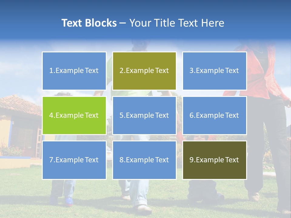 A Family Holding Hands In Front Of A House PowerPoint Template