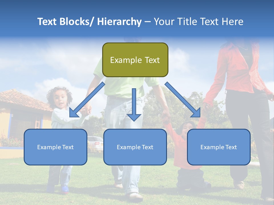 A Family Holding Hands In Front Of A House PowerPoint Template