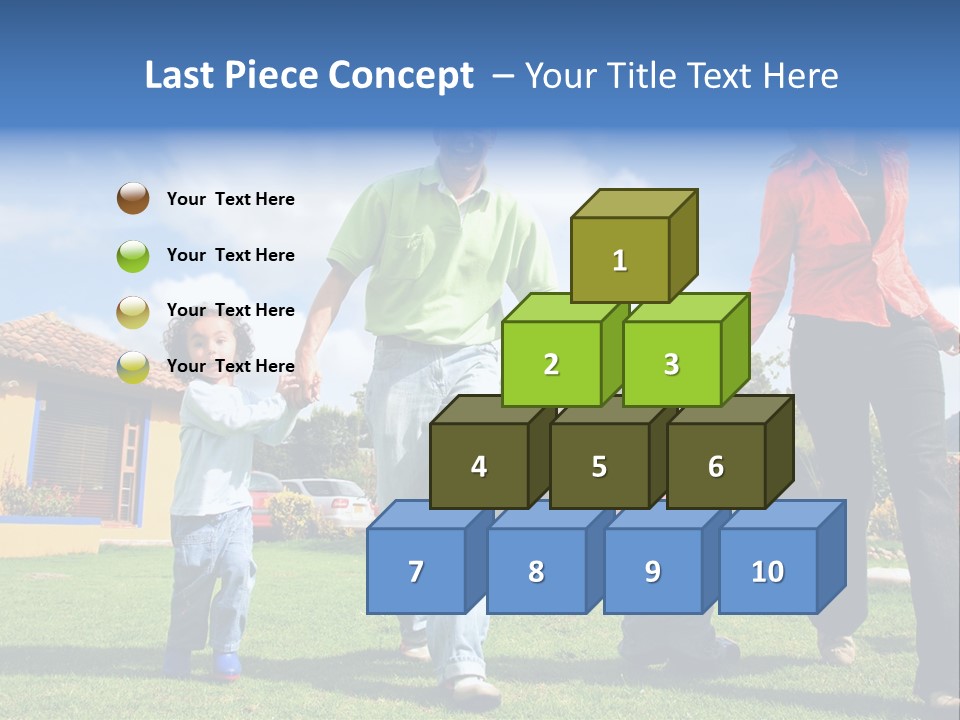 A Family Holding Hands In Front Of A House PowerPoint Template