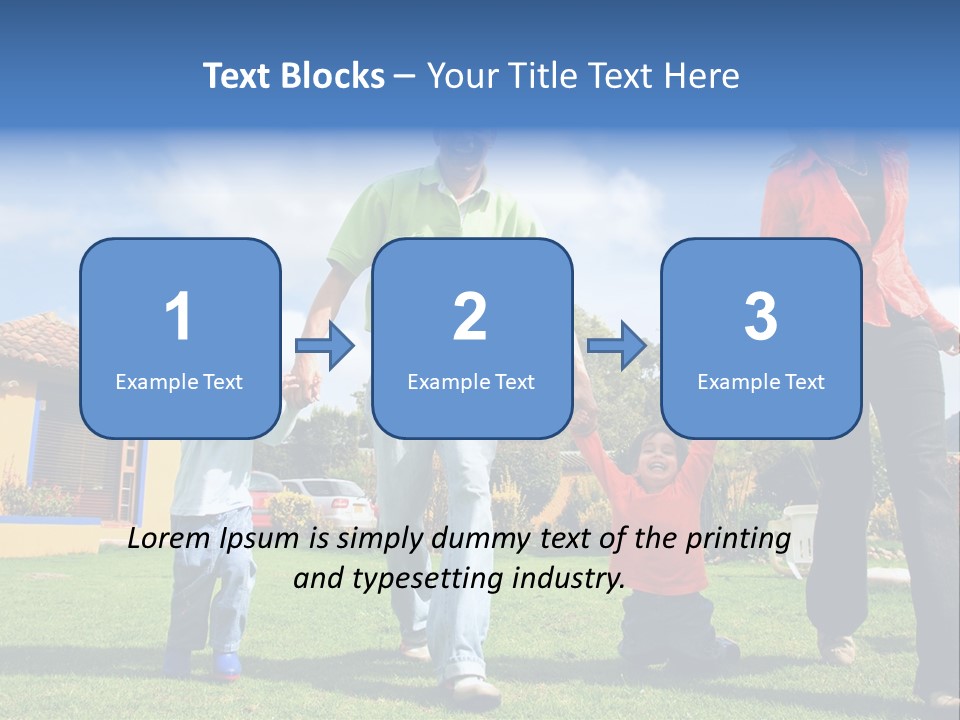 A Family Holding Hands In Front Of A House PowerPoint Template