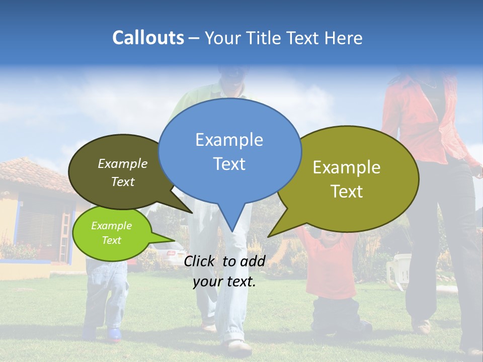 A Family Holding Hands In Front Of A House PowerPoint Template