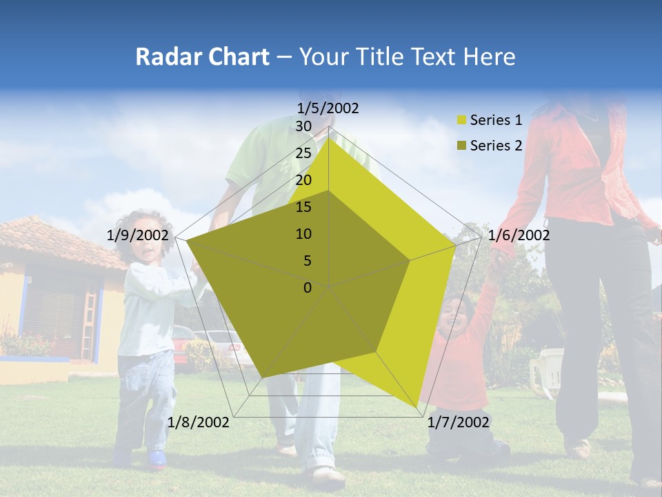 A Family Holding Hands In Front Of A House PowerPoint Template