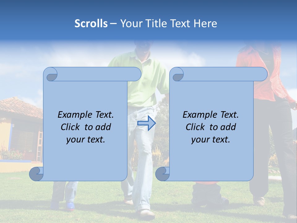 A Family Holding Hands In Front Of A House PowerPoint Template