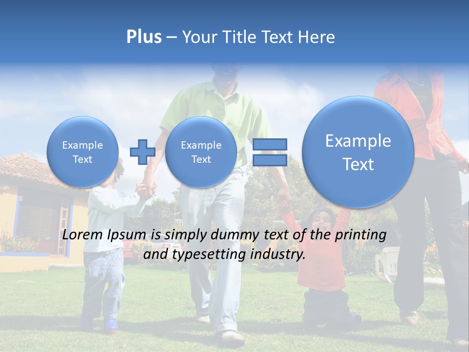 A Family Holding Hands In Front Of A House PowerPoint Template