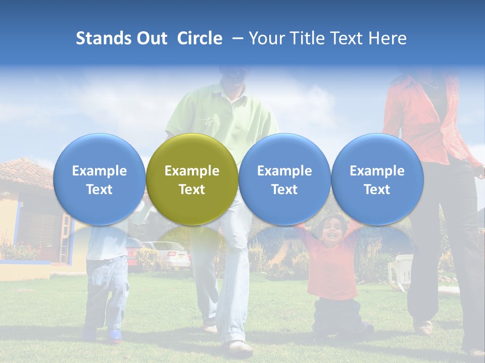 A Family Holding Hands In Front Of A House PowerPoint Template