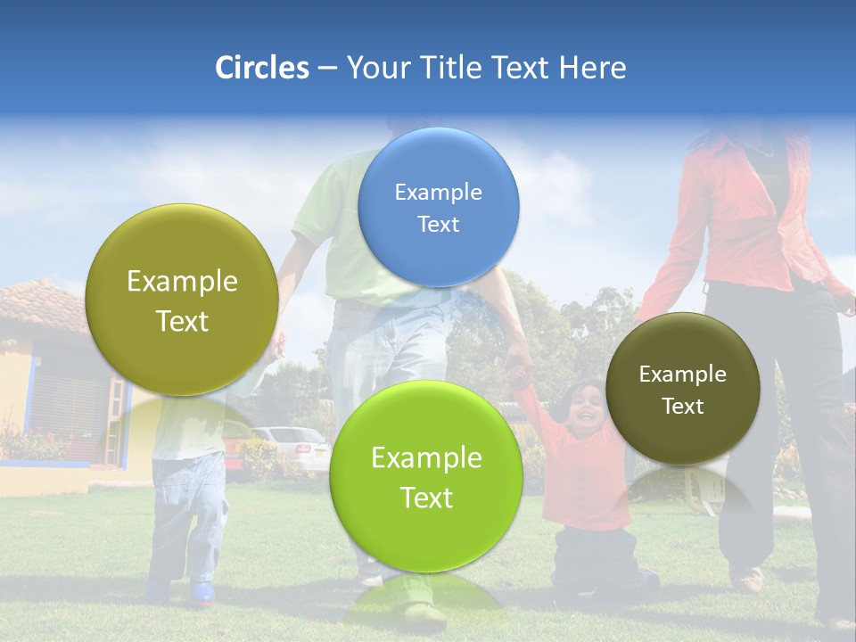 A Family Holding Hands In Front Of A House PowerPoint Template