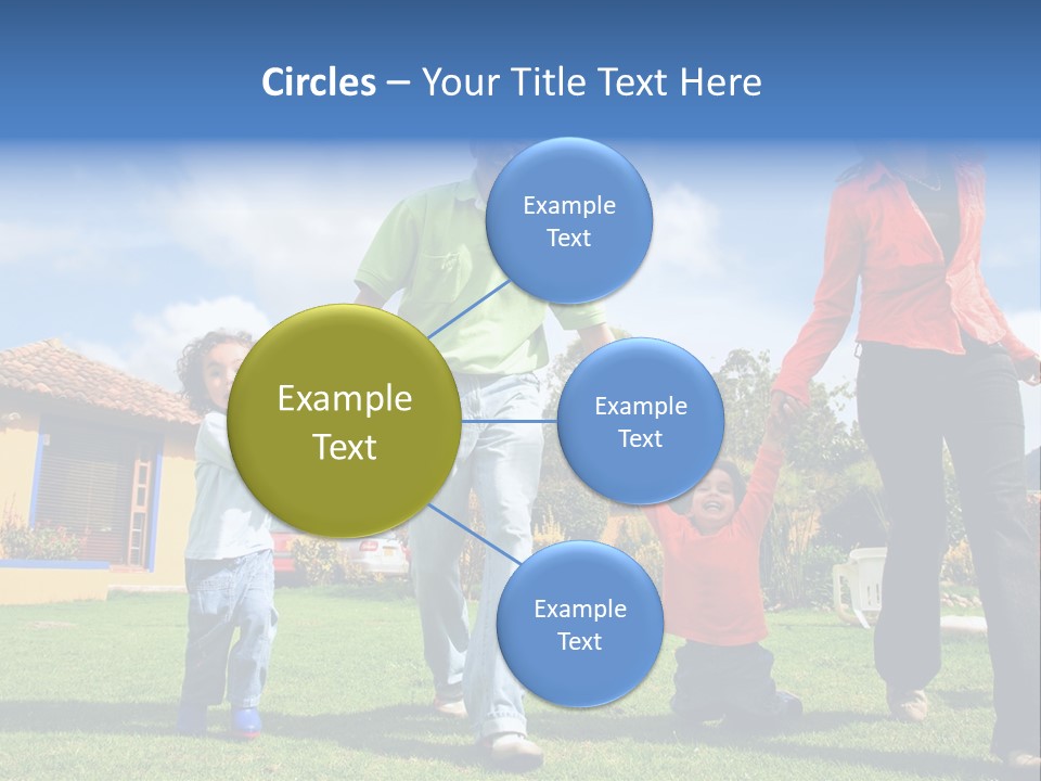 A Family Holding Hands In Front Of A House PowerPoint Template