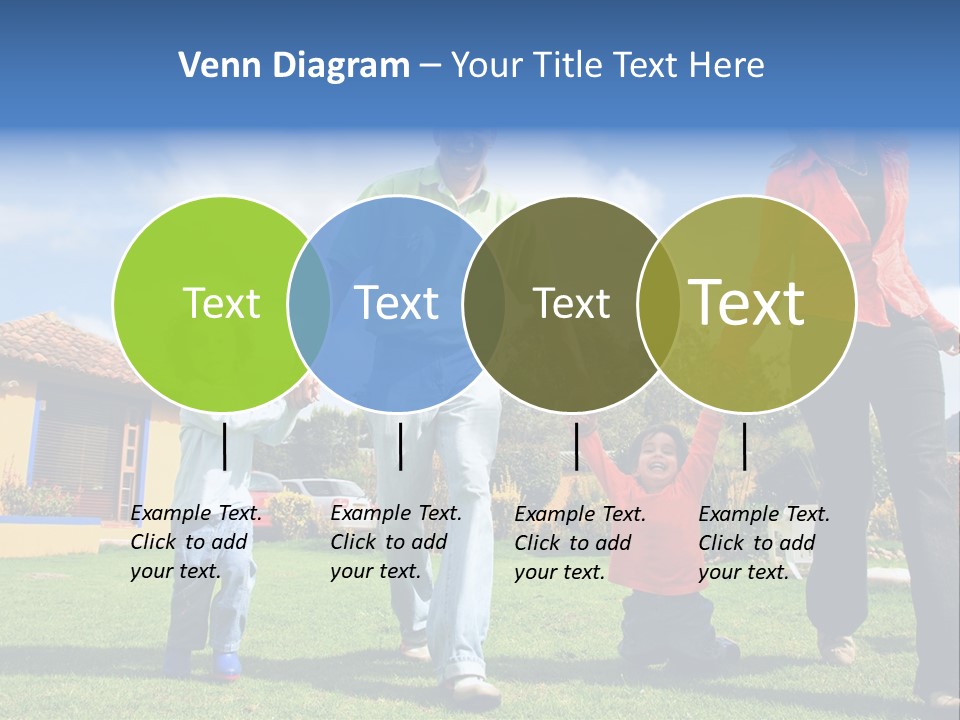 A Family Holding Hands In Front Of A House PowerPoint Template