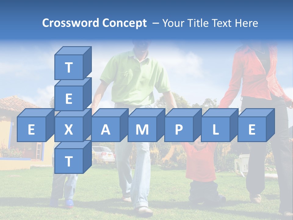 A Family Holding Hands In Front Of A House PowerPoint Template